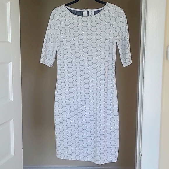 Julia Jordan White & Black Geometric Bodycon Midi Dress | Women’s Size 4 - Picture 1 of 10